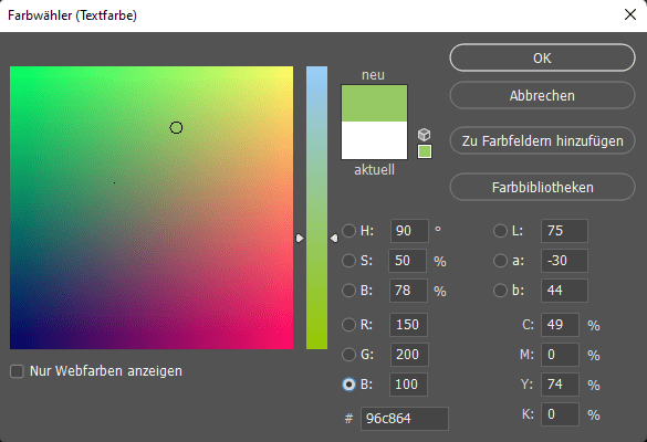 Color Picker r=150,g=200,B=100